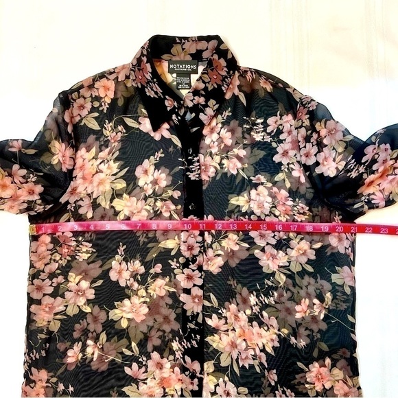 $5 ADD ON with $15+ Bundle Notations 2-piece Floral‎ Sheer Blouse Tank Sz M EUC - Picture 10 of 14